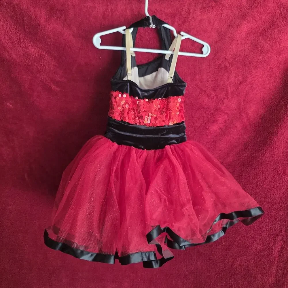 Weissman Girls SC Red Black Sequin Tutu Dance Costume Small Child 4/5